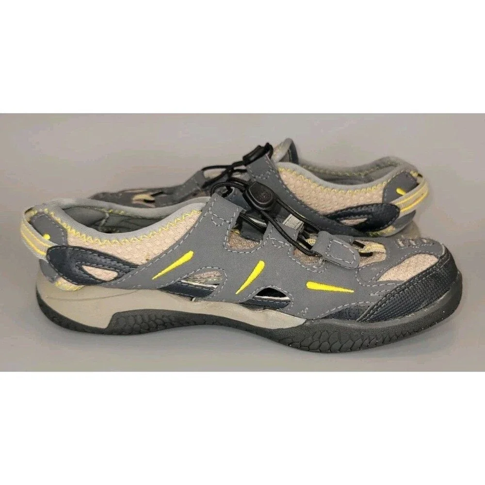 The North Face Hedgefrog Sandals Boys Youth 4 Grey Easy Pull Laces Water Shoes